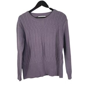 Harper Lane Women's Purple Cable Knit Pullover Sweater Long Sleeve Size‎ S